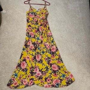 Band of Gypsies Maxi Dress size small - green/yellow